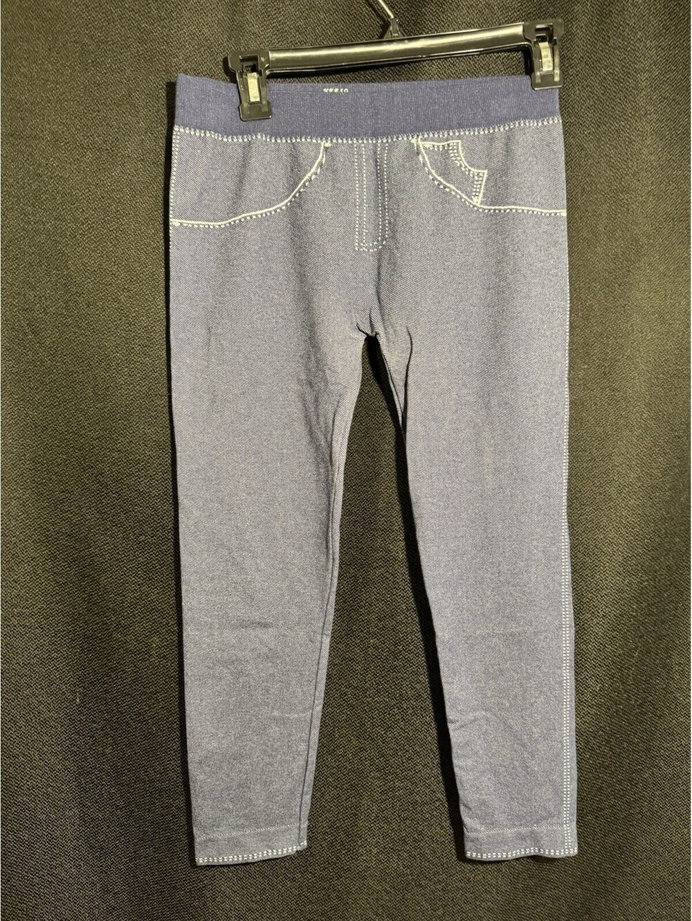 Neeso Womens Faux Denim Jeggings Leggings Size L Blue Stretch Pull On
